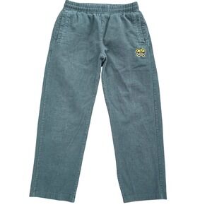 Krooked Skateboards Mens Small Corduroy Pants Teal Blue Embroidered Eyes Logo